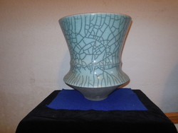 Kerámia  kaspó, kék , szép , modern  kivitelel  , jelzett ,  23 x 29  cm