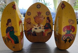 Orosz lakk fa tojás mesejelenettel - 12cm