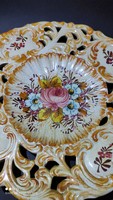 Átmérő: 30,5 cm Stilnove Bassano áttört mintás kézzel festett virágos kerámia asztalközép falitál