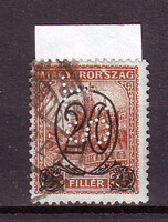1931 Kisegítő 20/25 Fillér / "T.S." perfin / vízjel nélkül