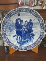 Régi Holland  Delfts Nagyméretű Kézi Festésű Porcelán Emlék Dísztányér.40 cm.