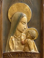 DR RANK KERÁMIA, AVE MÁRIA, MADONNA ART DECO FESTETT VALLÁSOS FALIKÉP