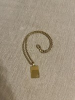 14K, arany nyaklánc függővel, igazi gyémánt van a függőben!