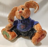 HATALMAS JELZETT KERÁMIA SZOBOR  NYÚL,NYUSZI , 22 CM X 27 CM