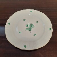 Herendi zöld virágmintás porcelán süteményes kínáló tál