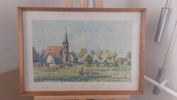 (K) Görög Rezső szép tájkép festmény 66x46  cm kerettel