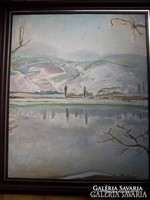 Barta Mária ( 1897 - 1989 ): Vízpart télen - art deco