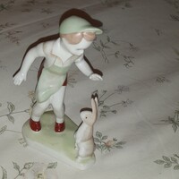 AQUINCUM porcelán kisfiú nyuszival