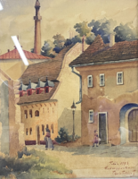 Tibai Takáts Jenő (1876-1943): Tabán, Hadnagy utca akvarell 50*40 cm