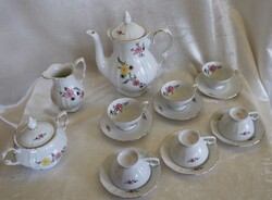 Roschütz porcelán 6 személyes hibátlan kávés / teás szett gyönyörű bolti állapotban