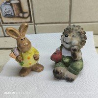 Retro kerámia figura 2 db  eladó! Nyuszi, mackó figura eladó!