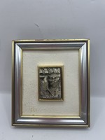 Antik olasz romantikus tájkép, 800-as ezüstdombormű,5 x 6cm. 7392