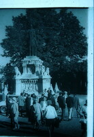Régi fekete fehér diakép Halászbástya Szt. István szobra 1960as évek