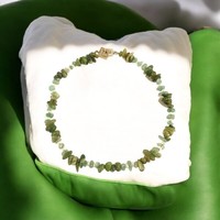 Vintage ásvány nyakék, 925 ezüst kapoccsal, aventurin, moha achát, édesvízi igazgyöngy szemekkel