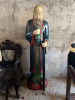 Giga nagy,  kínai Hosszú élet Istene, bölcs, fa faragott szobor, keleti, ázsiai, japán