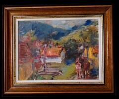 FK/537. – Séday Éva – Falurészlet lovaskocsival