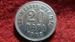 Montenegró I. Miklós (1860-1918) 20 para 1908