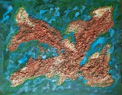 ZSM Absztrakt festmény  50 cm/40 cm vászon, akril, vegyes technika - Korall