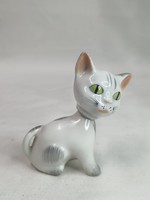Aquincumi különleges mozgatható fejű bólogató porcelán cica figura hibátlan állapotban 8 cm. magas