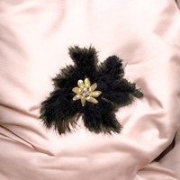 Retro strucctollas nagy bross, kitűző tenyésztett gyönggyel 15 cm, régi gyöngy ékszer igazgyöngy pin
