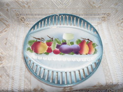 Antik porcelán fali tányér- 1800-as évek végéből-áttört szegéllyel-