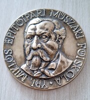 Garamkeszi János (1936- )  "Ybl Miklós Építőipari Műszaki Főiskola" Bronz emlékérem plakett  (60mm)