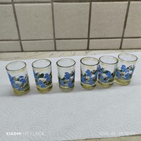 Ibolya mintás, üveg  italos pohár 6 db, italos készlet eladó!
