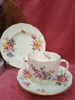 Royal Crown Derby Posies porcelán teáscsésze süteményes tányérral