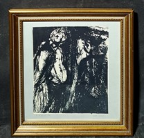 Ketten (szitanyomat, 1976) azonosítatlan jelzéssel - grafika arany keretben
