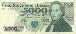 5000 zloty zlotych 1982 Lengyelország 2.