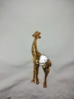 Aranyozott fémből készült, nagy Swarovski kristállyal díszített  gyönyörű zsiráf figura   P2
