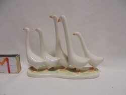 Retro Aquincum porcelán libák, libasor figura, nipp