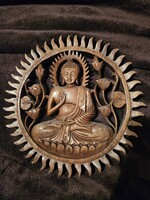 Buddha és lótusz fali panel fából