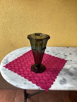 ART DECO füst színű üveg váza CLUJ BUCURESTI FISCHER SA reklám felirattal 26 cm.
