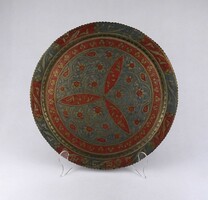 1U392 Régi nagyméretű indiai festett réz tál 37 cm