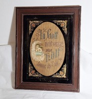 Antik Biedermeier apáca munka szentkép