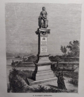 MN035/486 KISSZTAPÁR Kis-Sztapár, Neosztapár-Csatorna emlékmű Szerbia,eredeti fametszet és cikk 1872