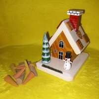 " Räucherhäuschen ". Kunstgewerbe. Német, jelzett, fa, füstölő ház, karácsonyi dekoráció.