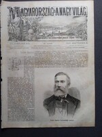 MN051/434 Trefort Ágost közoktatásügyi miniszter -Homonna  -eredeti fametszet és cikk 1872