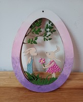 ÚJ! Lila Nyuszik a tojásban, kézzel festett, 15x11cm