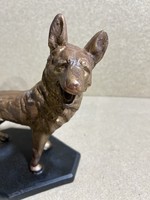 Régi bronz kutya szobor, német juhász. 3178