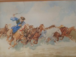 Zórád Ernő/Wallburg Egon: Terelés eredeti festmény garanciával