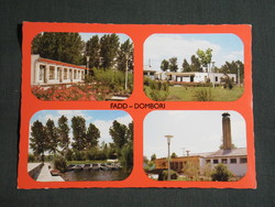 Képeslap,Fadd Dombori,mozaik,KISZ tábor,Volentöböl,strand,üdülő,szálló látkép,részlet 1978-