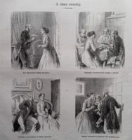 MN074/332   A sima vendég - humoreszk    -eredeti fametszet   1872