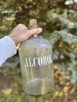 Antik Alcohol feliratú kèzzel festett patikai/ kèmiai labor üveg dekoráció
