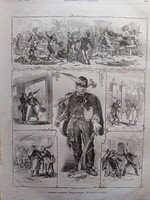 MN086/283  Választási mozgalmak Magyarországon - Korteskedés vidéken  -eredeti fametszet   1872