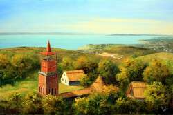 Lantos György: Csere hegyi kilátó Alsóörsnél 40x60 cm