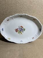 Régi Zsolnay porcelán, ovális tálaló, virágokkal. 3505