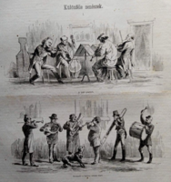 MN110/214  Különféle zenészek -   -eredeti fametszet   1872