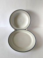2 DB RETRO MENZÁS KÉK PEREMES ALFÖLDI PORCELÁN LAPOS ÉS MÉLY TÁNYÉR,PÓTLÁSNAK